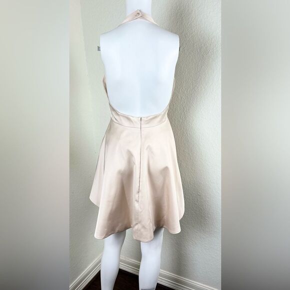 Cameo Halter/Bareback Satin Mini Dress - Picture 3 of 12
